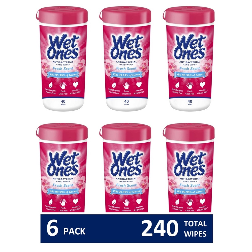 WET ONES 6 pack canisters Antibacterial Hand Wipes